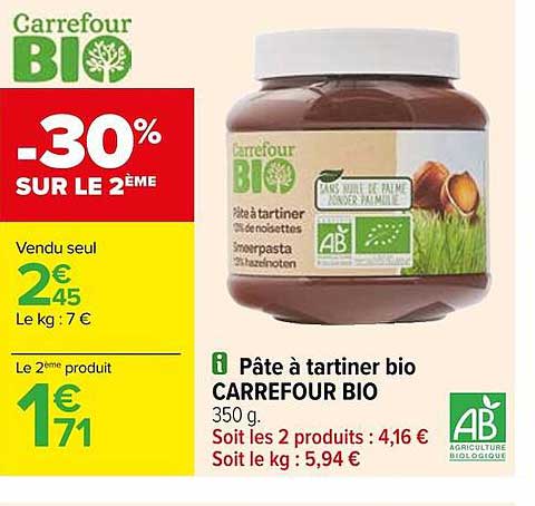 Pâte à Tartiner Bio Carrefour Bio