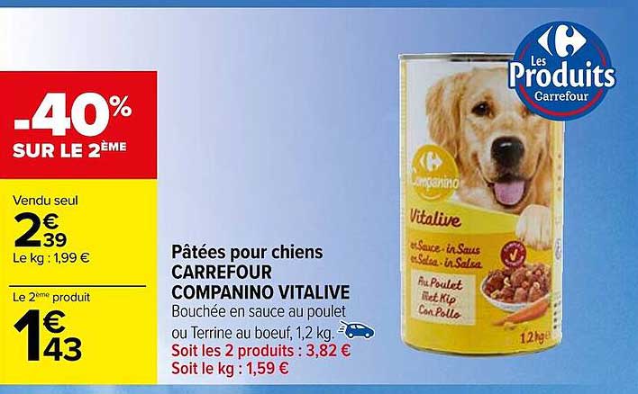 Pâtées Pour Chiens Carrefour Companino Vitalive