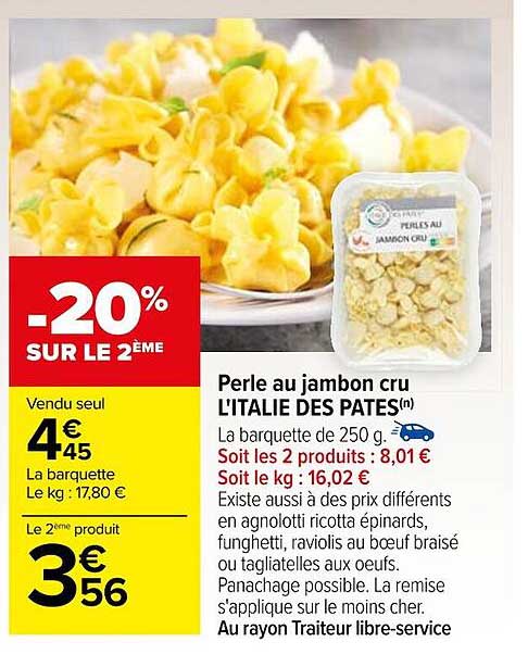 perle au jambon cru l'italie des pâtes