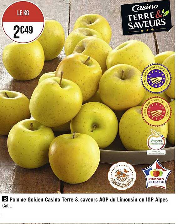 pomme golden casino terre & saveurs aop du limousin ou igp alpes