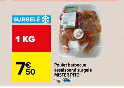 poulet barbecue assaisonné surgelé mister pito