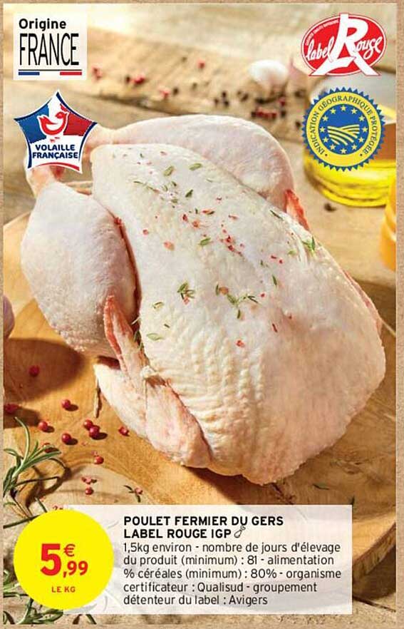 Poulet Fermier Du Gers Label Rouge Igp