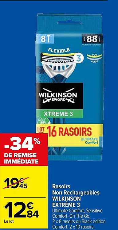 rasoirs non rechargeables wilkinson extrême 3