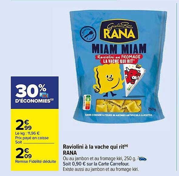 raviolini à la vache qui rit rana