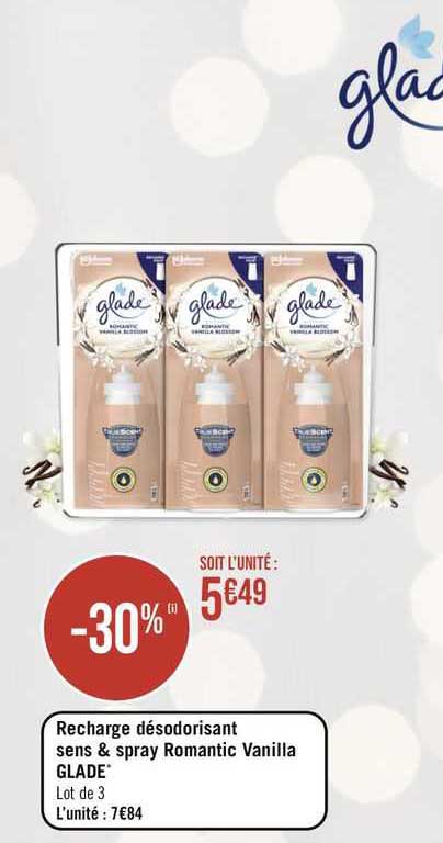 recharge désodorisant sens & spray romantic vanilla glade