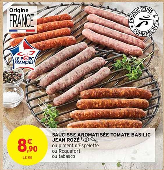 saucisse aromatisée tomate basilic jean rozé