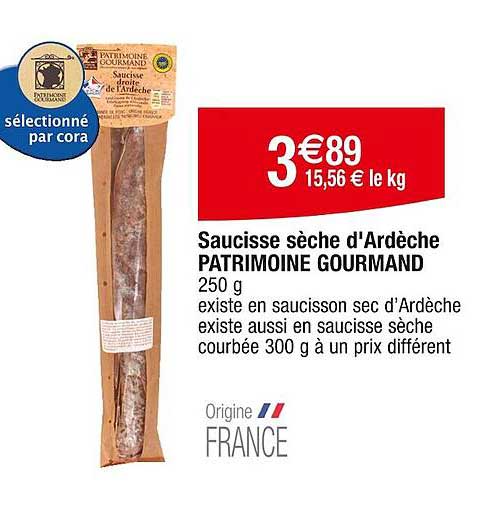 saucisse sèche d'ardèche patrimoine gourmand