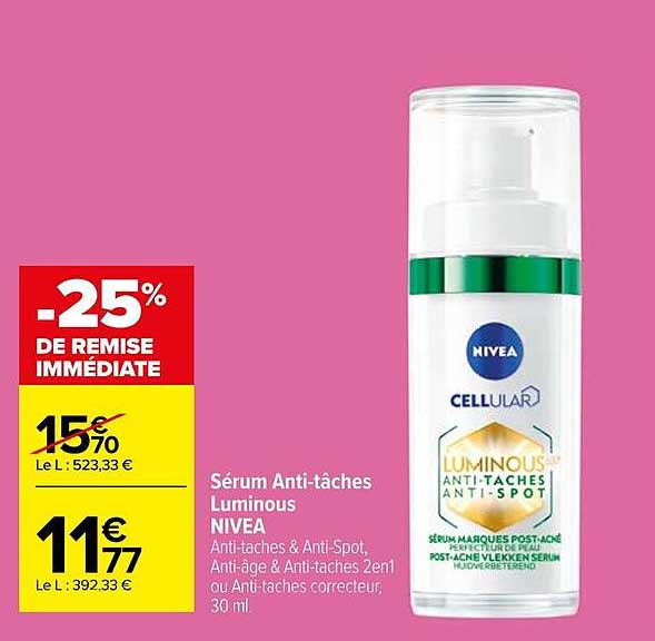 sérum anti-tâches luminous nivea