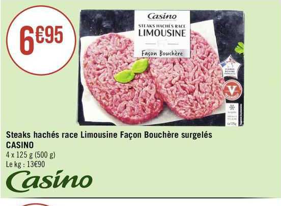 steaks hachés race limousine façon bouchère surgelés casino