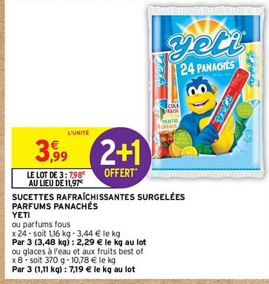 sucettes rafraîchissantes surgelées parfums panachés yeti