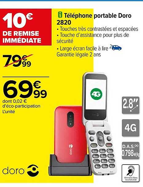 téléphone portable doro 2820 doro