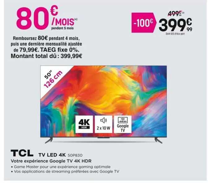 Tv Led 4k 50" 126 Cm Tcl