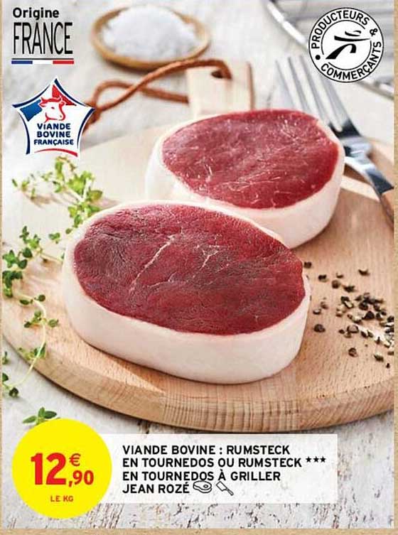 viande bovine : rumsteck en tournedos ou rumsteck***en tournedos à griller jean rozé