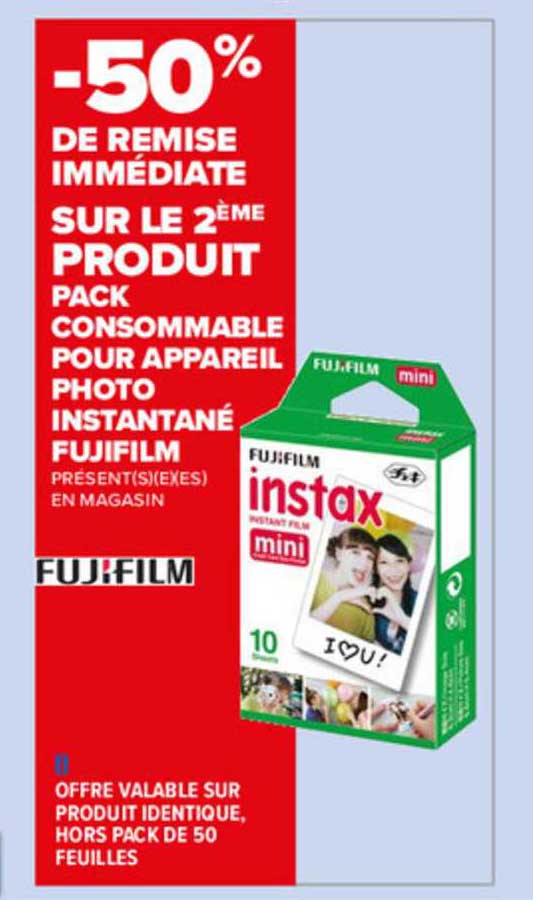 -50% de remise immediate sur le 2eme produit pack consommable pour appareil photo instantane fujifilm