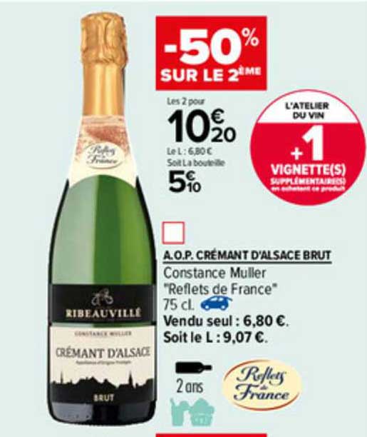 a.o.p. crémant d'alsace brut constance muller "reflets de france"