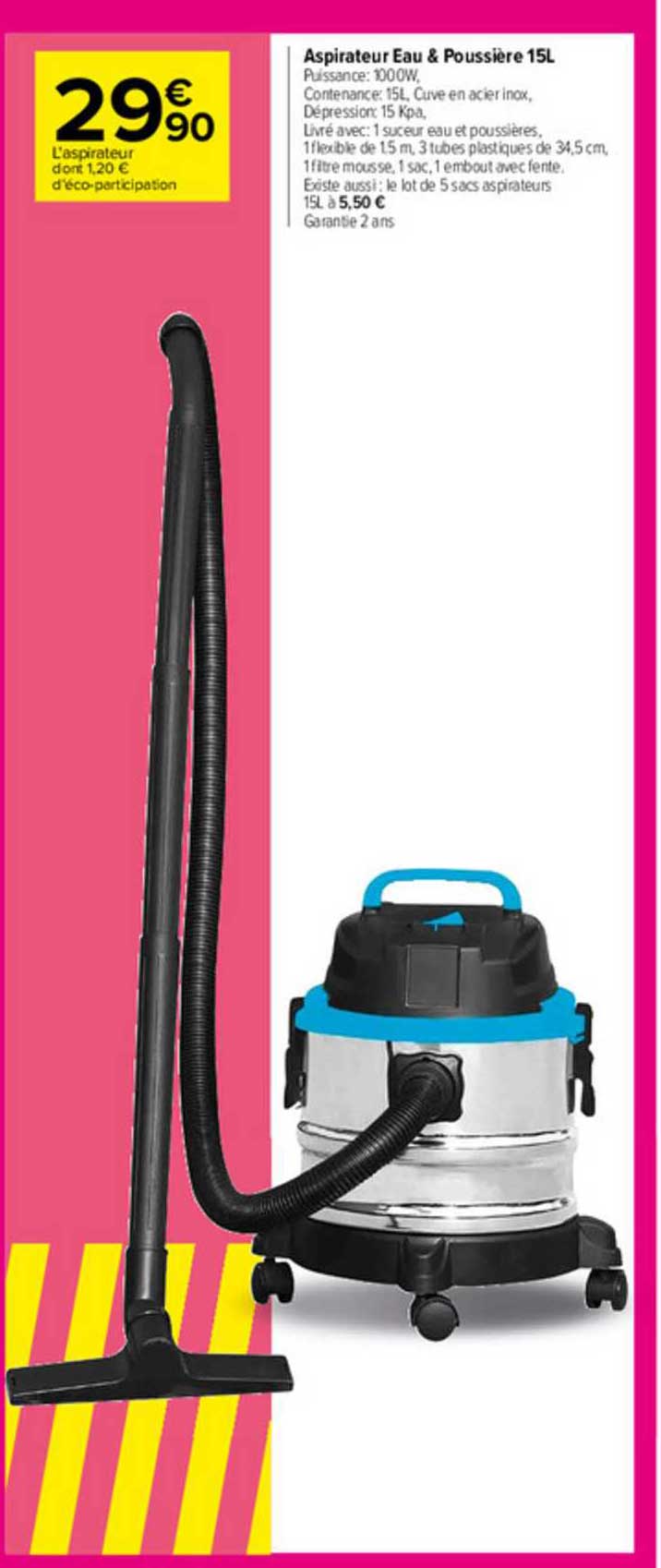 Aspirateur Eau & Poussière 15 L