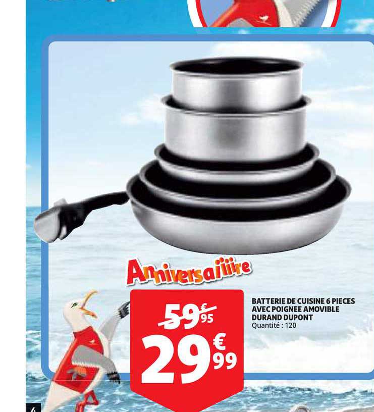 batterie de cuisine 6 pieces avec poignee amovible durand dupont