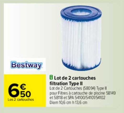 bestway lot de 2 cartouches filtration type ii