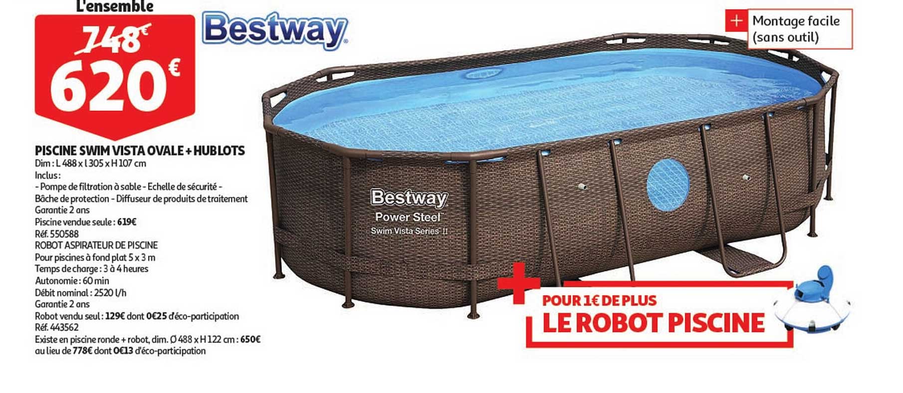 bestway piscine  swim vista ovale + hublots