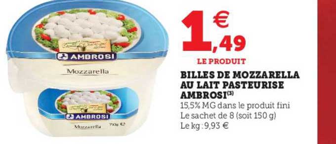 Billes De Mozzarella Au Lait Pasteurisé Ambrosi