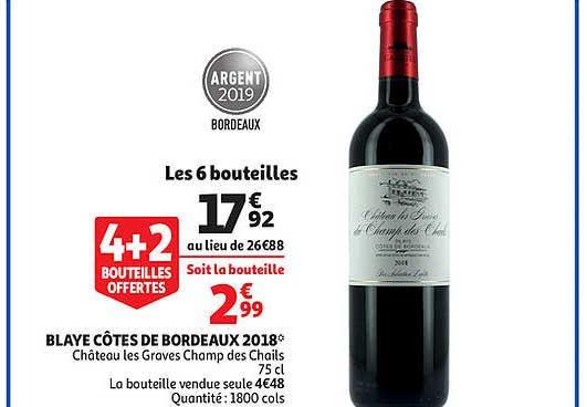 blaye cotes de bordeaux 2018 chateau les graves champ des chails