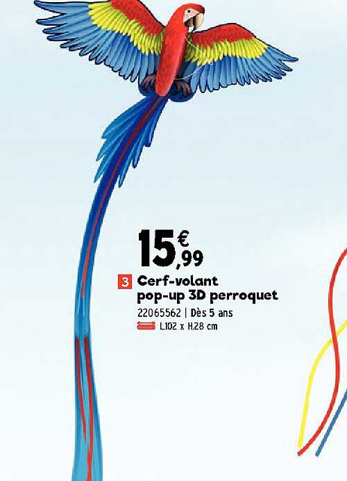 cerf-volant pop-up 3d perroquet