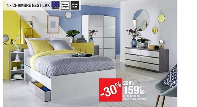 chambre best lak : lit 140 x 190 cm