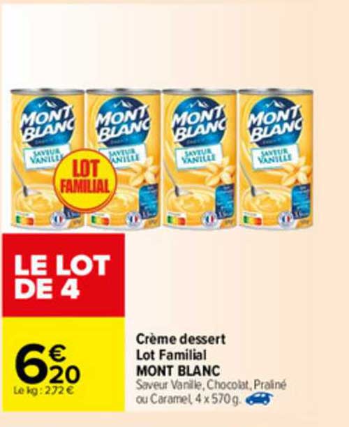 Crème Dessert Lot Familial Mont Blanc