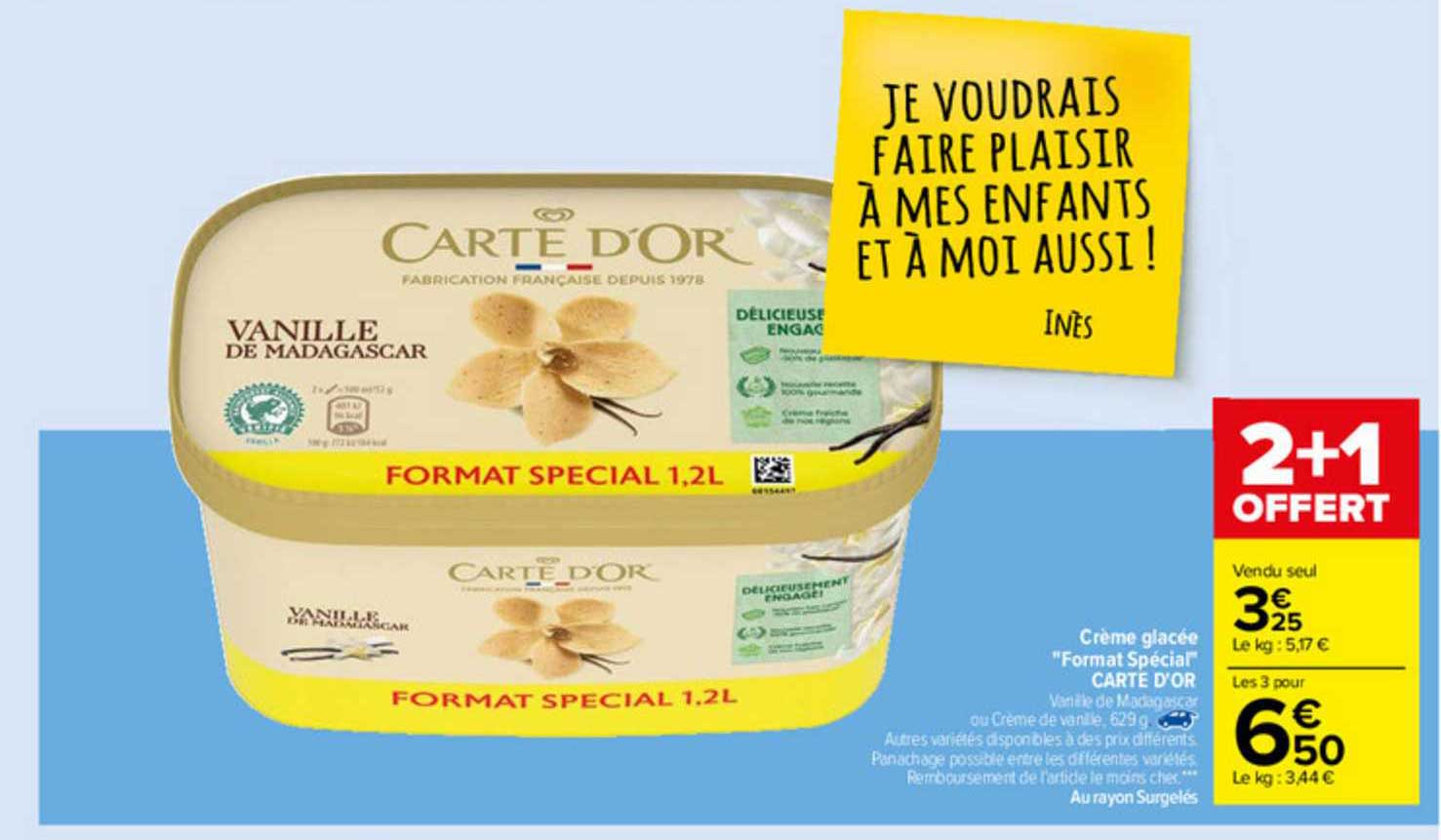 crème glacée "format spécial" carte d'or