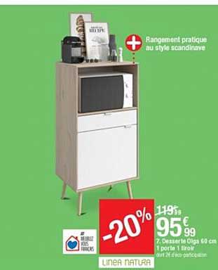 Desserte Olga Linea Nature 60 Cm 1 Porte 1 Tiroir