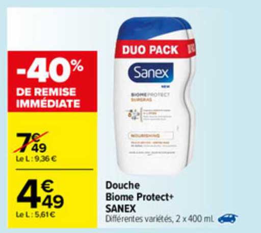 douche biome protect+ sanex