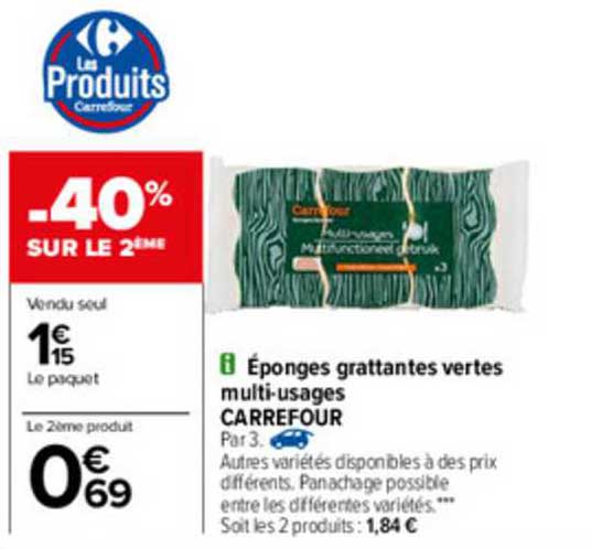éponges Grattantes Vertes Multi-usages Carrefour