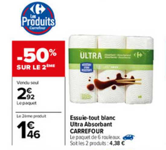 essuie-tout blanc ultra absorbant carrefour