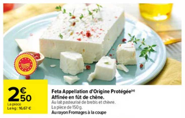 feta appellation d'origine protégée affinée en fût de châne
