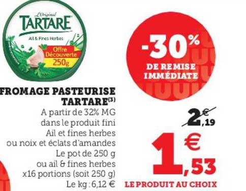 Fromage Pasteurisé Tartare