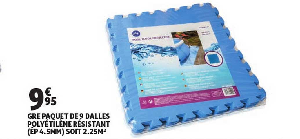 gre paquet de 9 dalles polyetilene resistant (ep. 4.5mm) soit 2.25m