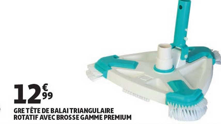 gre tete de balai triangulaire rotatif avec brosse gamme premium