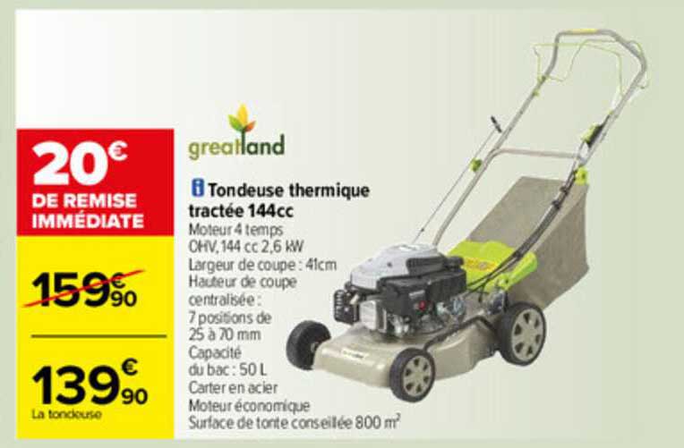 greatland tondeuse thermique tractee 144cc