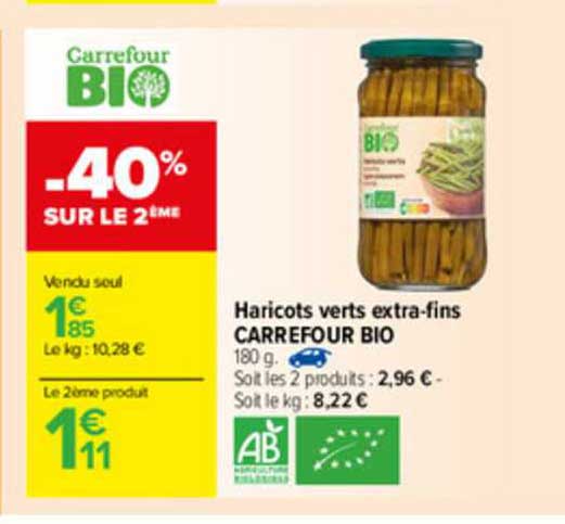 haricots verts extra-fins carrefour bio