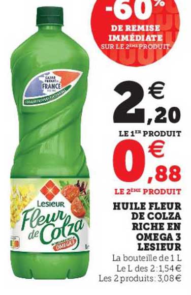 huile fleur de colza riche en oméga 3 lesieur