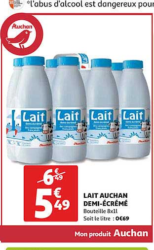 lait auchan demi-ecreme