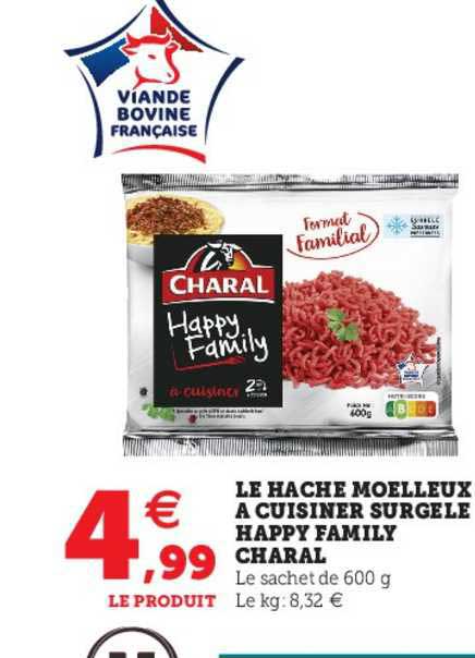 le haché moelleux à cuisiner surgelé happy family charal