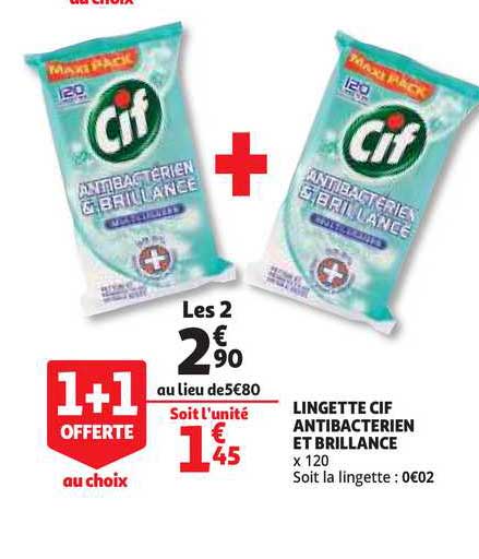 lingette cif antibacterien et brillance