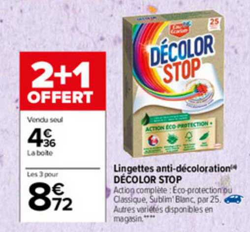 lingettes anti-décoloration décolor stop