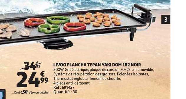 livoo plancha tepan yaki dom 182 noir