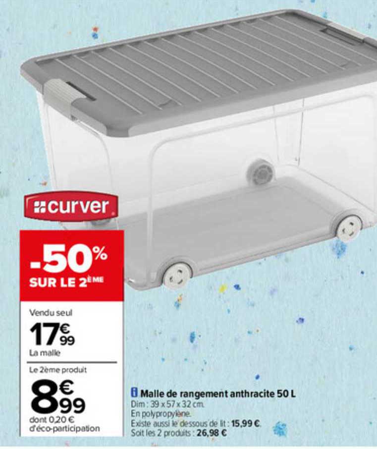 Malle De Rangement Anthracite 50 L