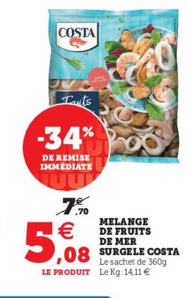 Mélange De Fruits De Mer Surgelé Costa