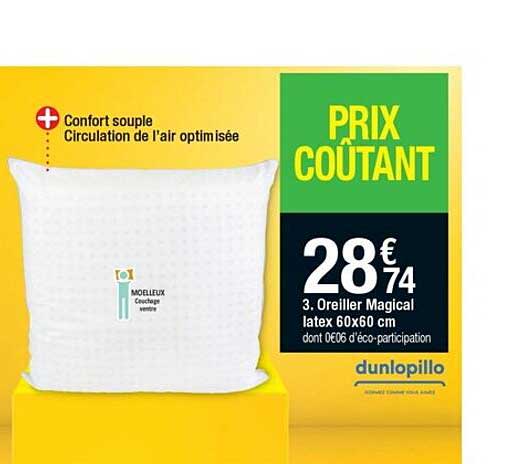 oreiller magical latex 60 x 60 cm dunlopillo