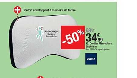 Oreiller Mémoclass Dultex 60 X 40 Cm
