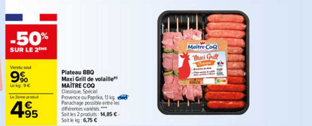 plateau bbq maxi grill de volaille maître coq
